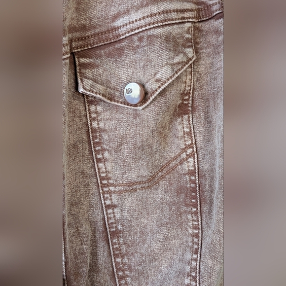 LOGO by Lori Goldstein Brown Stonewash Denim Jacket, Long-line, Western, 0 - Picture 2 of 7